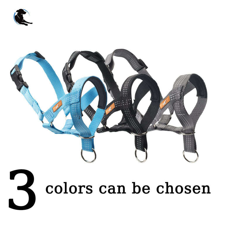 Dog Head Collar with Silk Thread, Soft and Adjustable Head Halter Collar for Small Medium Large Dogs in Striped Pattern(M,Blue) Blue - BeesActive Australia