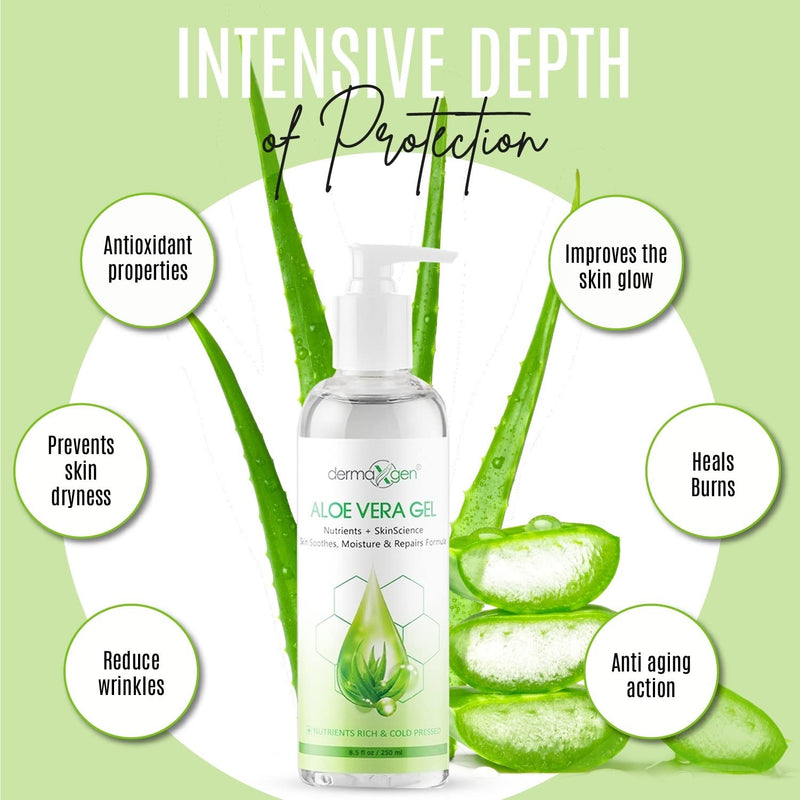 Aloe Vera Gel With Witch Hazel + Vitamin C + Vitamin E - Skin Soothes, Moisture And Repair Formula, Nutrients Rich And Cold Pressed 8.5 Fl Oz/ 250 Ml 8.5 Fl Oz (Pack of 1)
