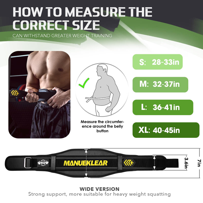 Weight Lifting Belt, Lifting Belts for Women Men,MANUEKLEAR Weightlifting Belt Quick Locking Back Support for Bodybuilding, Fitness, Powerlifting, Cross Training, Squats, Workout, Exercise L（36-41inches） Midnight Black