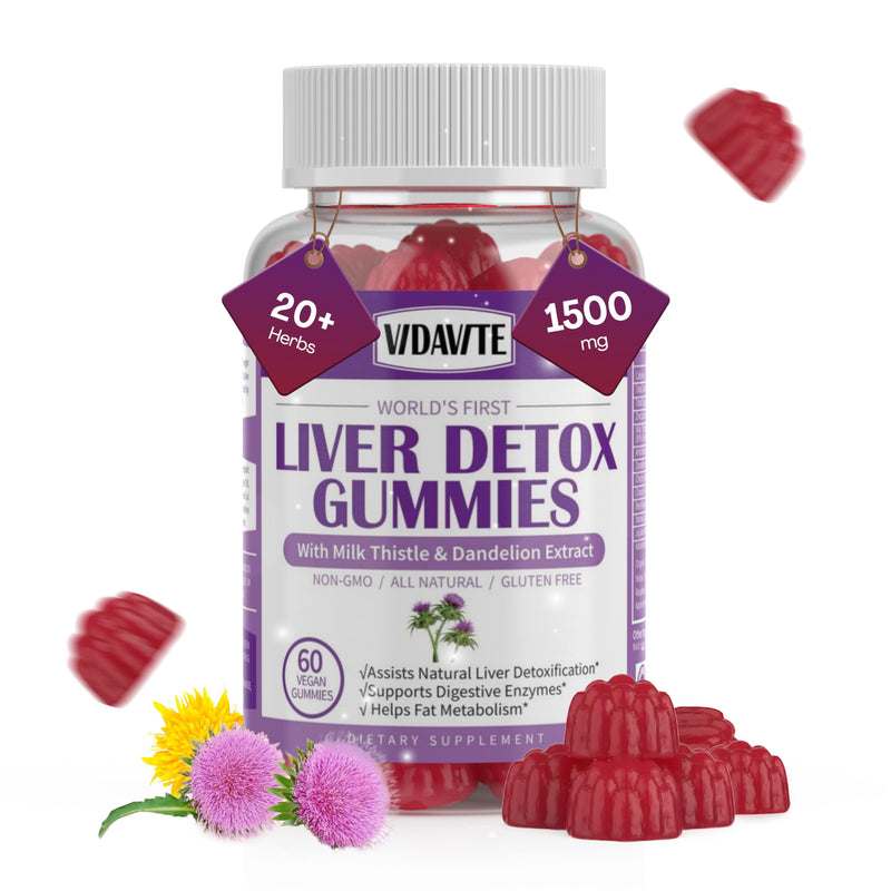 Sugar-free Liver Cleanse Detox & Repair Gummies ‚Äî 1500mg Milk Thistle Supplement with Artichoke, Dandelion and 20+ Herbs ‚Äî Essential Liver Support Supplement for Men & Women(60 Vegan Gummies) Apple - Basic Variant - BeesActive Australia