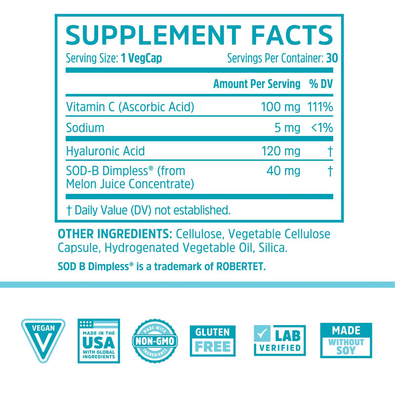 Zhou Body Smooth - Cellulite Pills for Women, Legs, Butt - 30 Capsules | Dimpless Anti Cellulite Supplement for Firm Smooth Skin with Hyaluronic Acid & Vitamin C, Skincare Thigh, Supports Hydration