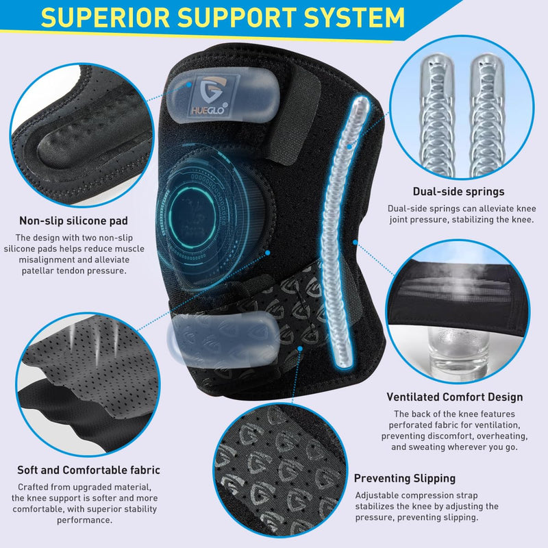 HUEGLO Plus Size Knee Brace for Women and Men Knee Pain Relief,Adjustable Patellar Tendon Support Strap Extra Large Knee Brace with Side Stabilizers for Meniscus Tear,Sports,XXX-Large XXX-Large - BeesActive Australia