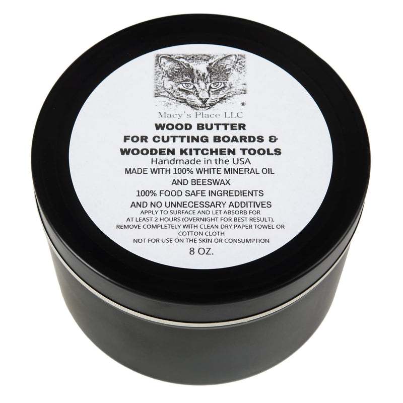 Wood Butter Cutting Board Wax - 8 oz - Conditioner for Butcher Block and Wooden Kitchen Tools. Macy;s Place Food Grade Mineral Oil and Beeswax for Wooden Tools. Support Animal Rescue - BeesActive Australia