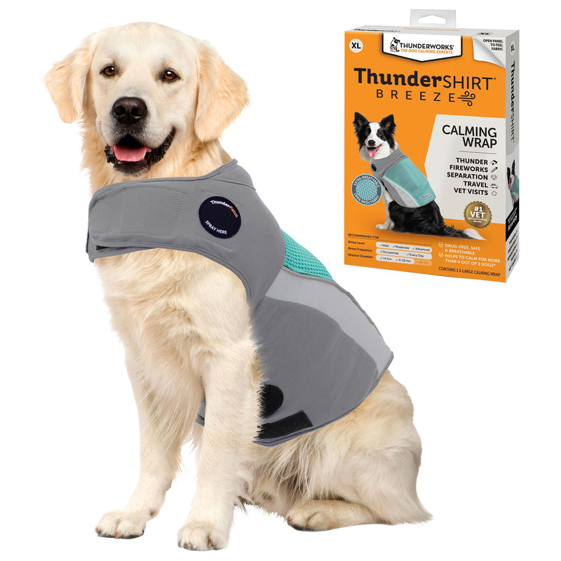ThunderShirt Breeze for Dogs, X-Large, Aqua, Extra Breathable Mesh Fabric, Dog Anxiety Relief Vest for Every Day Stress & Calming During Thunder Storms and Fireworks