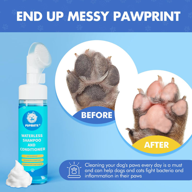 Paw Cleaner | No-Rinse Foaming Cleanser for Dogs Cats | 6.8 fl oz | Gentle and Safe | Pleasant Smell | Deep Clean Pet Paws | Bottle with Removable Soft Silicone Brush Paw Cleaner (1 Bottle) - BeesActive Australia