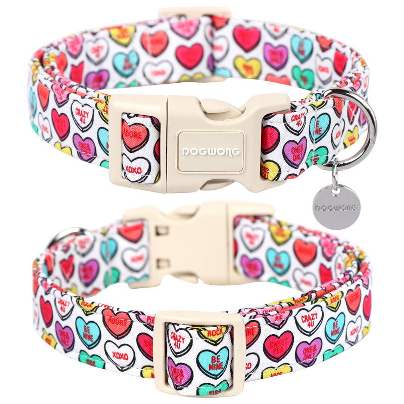 DOGWONG Valentine's Day Dog Collar, Adjustable Durable Heart Candy Dog Collar Cute Dog Collar for Small Medium Dogs Medium (Pack of 1) A: Heart Candy - BeesActive Australia