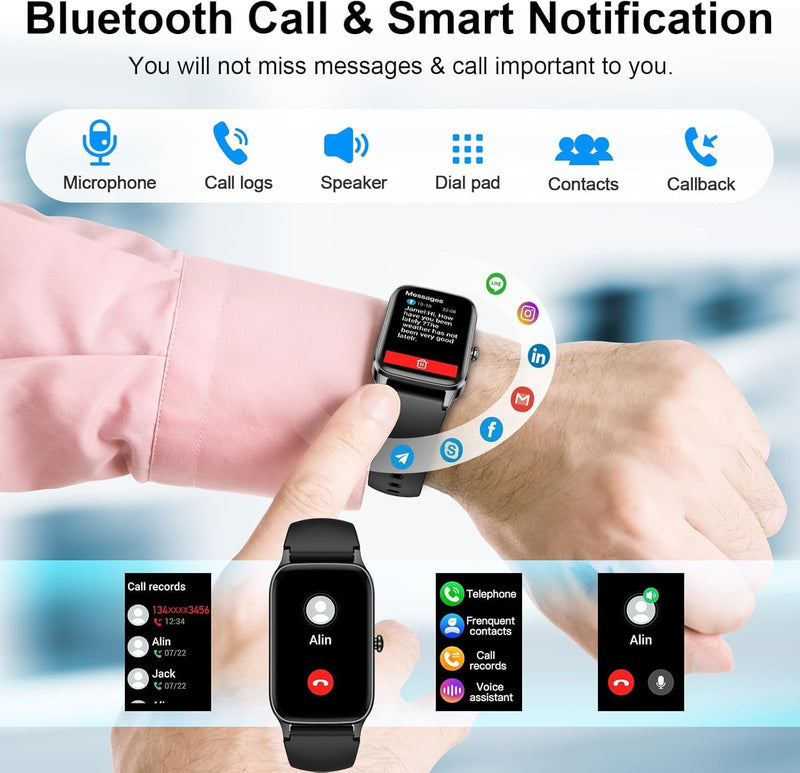 Smart Watch for Men Women(Answer/Make Call), 2026 Fitness Activity Tracker 1.57” Smartwatch with Heart Rate/Sleep Monitor/Pedometer/Calories/110+ Sports, IP68 Waterproof Fitness Watch for Android iOS Black - BeesActive Australia
