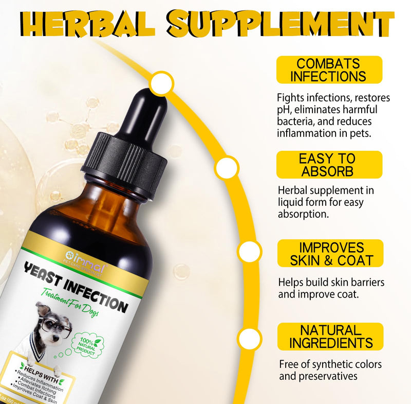 Natural Yeast Infection Treatment for Dogs, Ear Infections & Allergies, Support Healthy Itch Relief, Dog Allergy Relief, Alleviates Itching, Improves Coat & Skin, Dog Herbal Supplemen