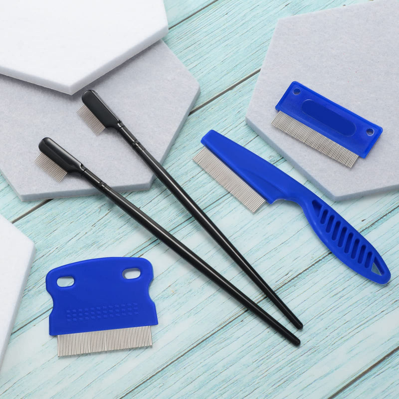 5 Pieces Dog Eye Combs Tear Stain Remover Combs Pet Grooming Comb for Small Dogs Gently Removing Eye Mucus and Crust (Blue, Black) Blue, Black - BeesActive Australia