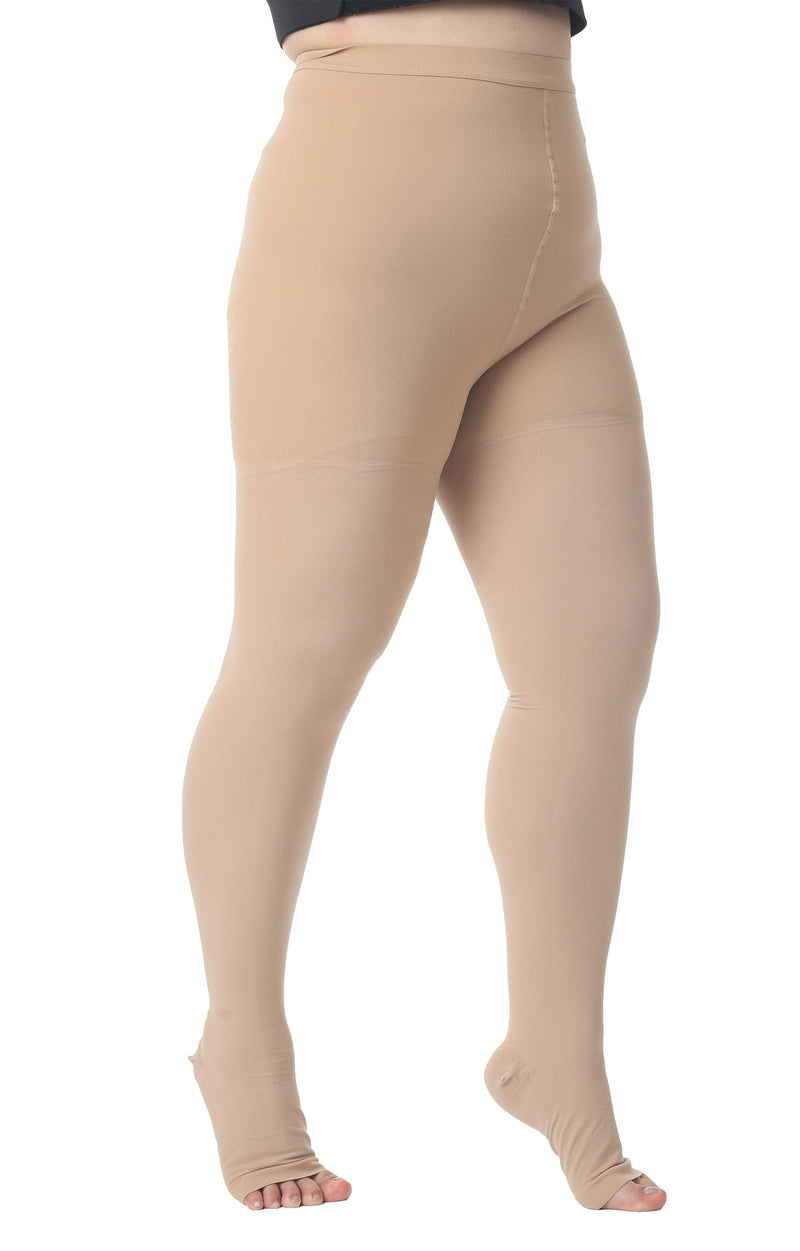 AMZAM 20-30 mmHg Medical Graduated Compression Pantyhose Toeless Leggings 20-30mmhg Open Toe Beige 5X-Large