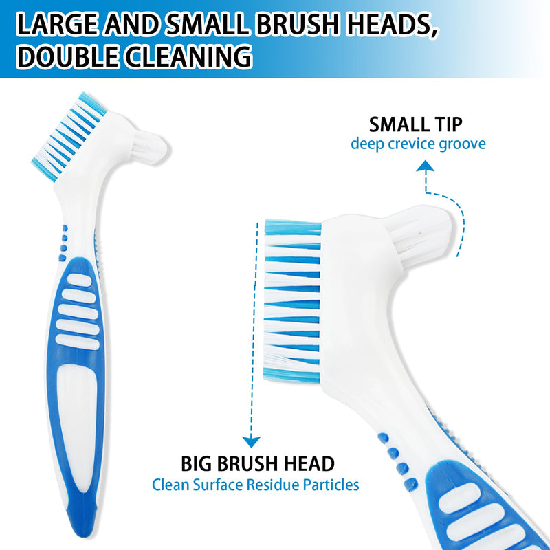 4PCS Premium Denture Cleaning Brush Toothbrush, Multi-Layered Bristles Portable Toothbrush Double Sided Brush for Denture Care (Blue, Purple, Green, Orange) - BeesActive Australia