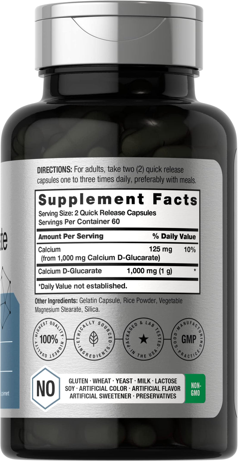 Horbäach Calcium D-Glucarate 1000mg | 120 Capsules | Non-GMO, Gluten Free Supplement
