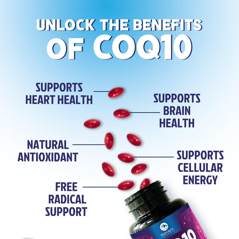 CoQ10 Softgels - 3x Better Absorption Coenzyme Q10 200mg Per Serving - Co Q 10 Softgel Supplement With Black Pepper, Energy & Heart Support Antioxidant for Women & Men, Bottled USA - 120 Softgels 120 Count (Pack of 1)