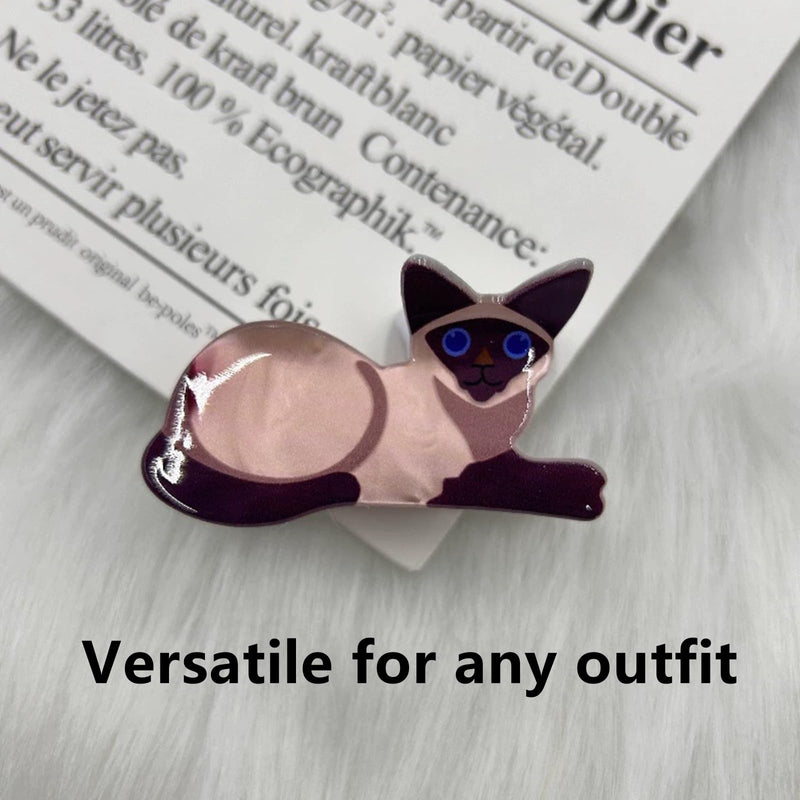 Cartoon Cats Hair Claw Skincare Hair Clip Hair Jaw Clip Elegant Wedding Party Styling Hair Clamp for Women Girls, Siamese cat