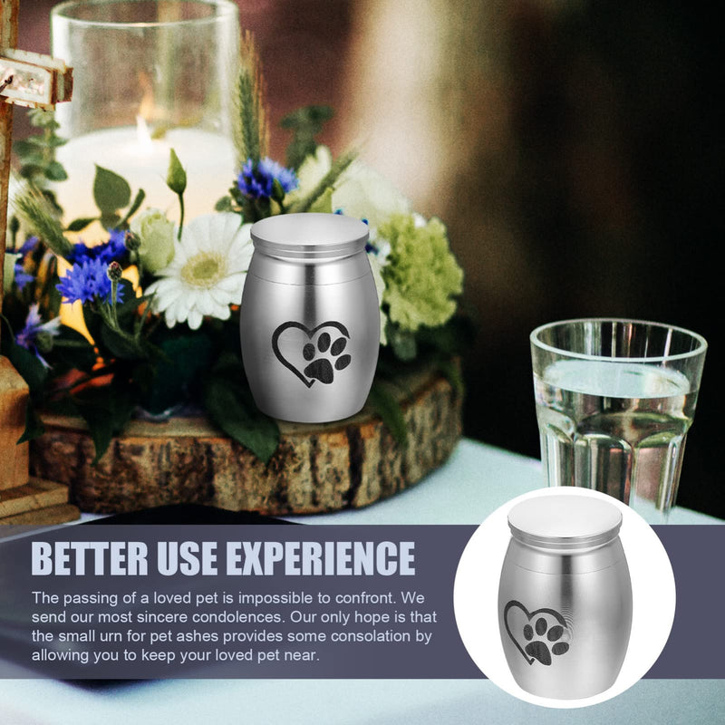 Zerodeko Small Cremation Pet Urn for Dogs Ashes Pet Urn for Dogs Ashes Small Mini Pet Paw Keepsake Urn Stainless Steel Memorial Keepsake for Dogs Cats Silver - BeesActive Australia