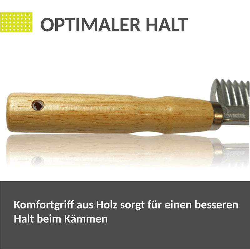 Metal mane comb for horses and donkeys with a sturdy wooden handle (wooden handle) - BeesActive Australia