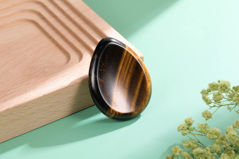 CrystalTears Tiger's Eye Thumb Worry Stone Healing Crystal Pocket Palm Stone Worry Stones for Anxiety Stress Relief #1 Tiger's Eye
