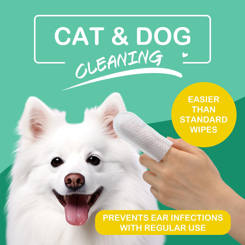 100pk XL Dog Ear Wipes | Soft, Quick & Gentle Ear Wipes For Dogs & Cats | Remove Dirt, Wax & Stop Smelly | Natural Coconut Oil & Aloe Vera Infused Dog Ear Cleaning Finger Wipes! Hypoalergenic