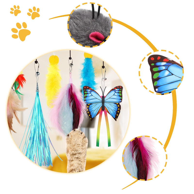 Cat Toys Replacement Cat Toy Wand Refills, 12 Pcs Cat Feathers Refill, Cat Toy Mouse Cat Wand Refill Attachments for Indoor Cats - BeesActive Australia