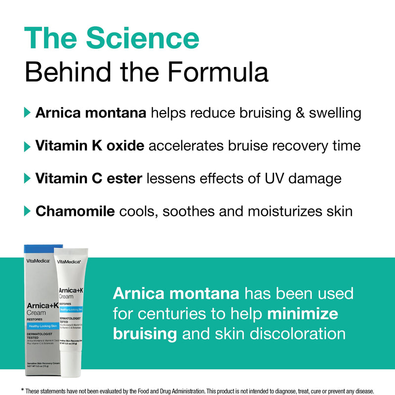 VitaMedica Arnica + Vitamin K Oxide Topical Cream | Sensitive Skin Formula | Arnica Montana | Vitamin K Oxide | Undereye Cream With Vitamin C | 0.5 ounces 0.5 Ounce (Pack of 1) - BeesActive Australia