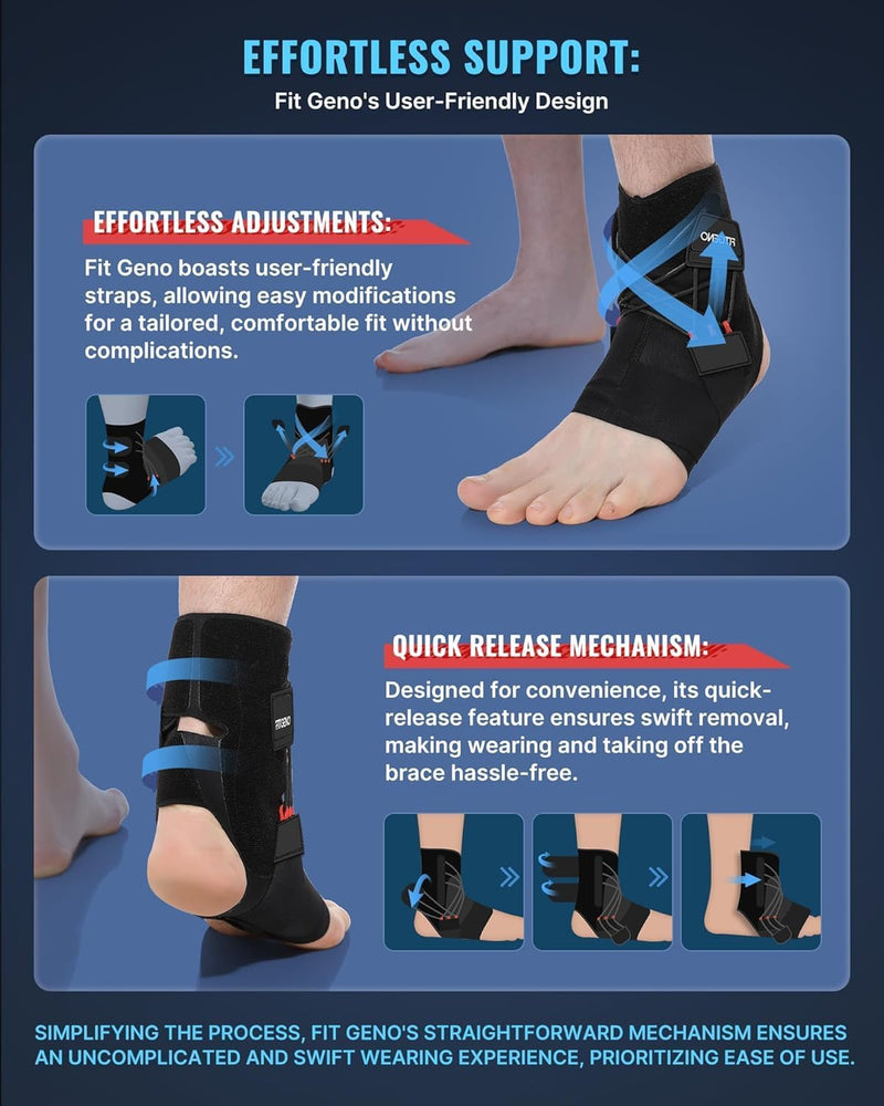 Fit Geno Ankle Brace for Sprained Ankles - Adjustable Breathable Support with Quick-Release Straps for Pain Relief and Swelling Reduction for Men and Women (Left M/L, Ankle size 9''-9.8'') Left - BeesActive Australia