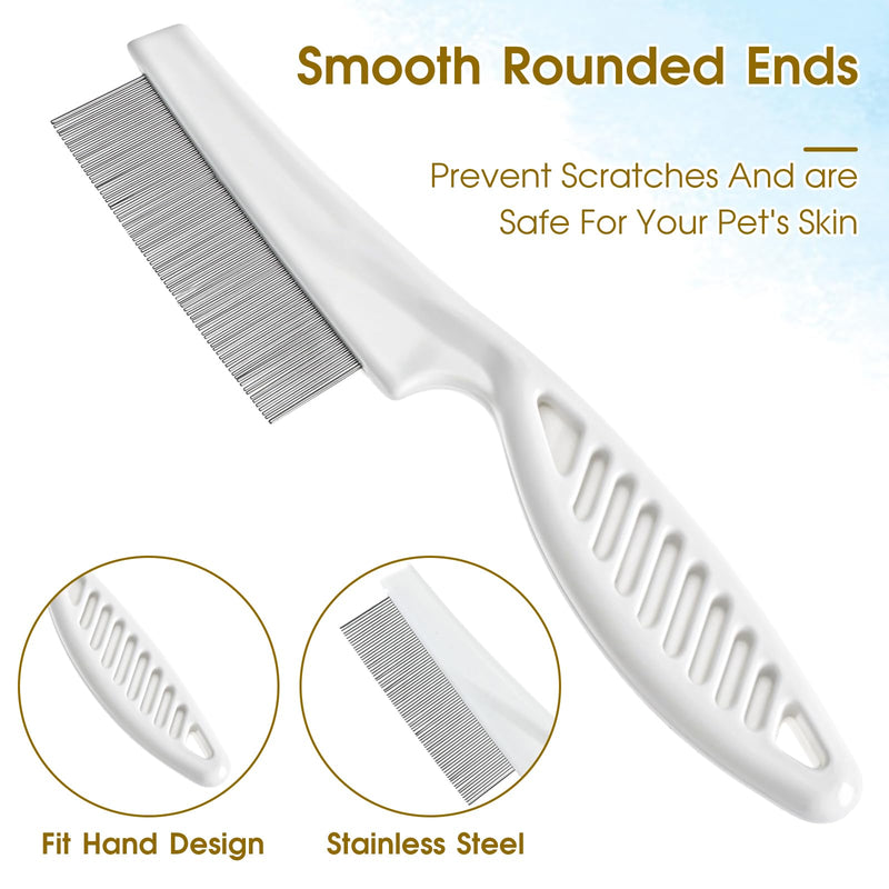 4pcs White Tick Comb for Dogs,Dog Flea Comb Cat Flea Comb Flea Comb for Kittens,Fine Tooth Tear Stain Remover,Large and Small Grooming Comb for Pets, Fine Tooth Tear Stain Remover - BeesActive Australia