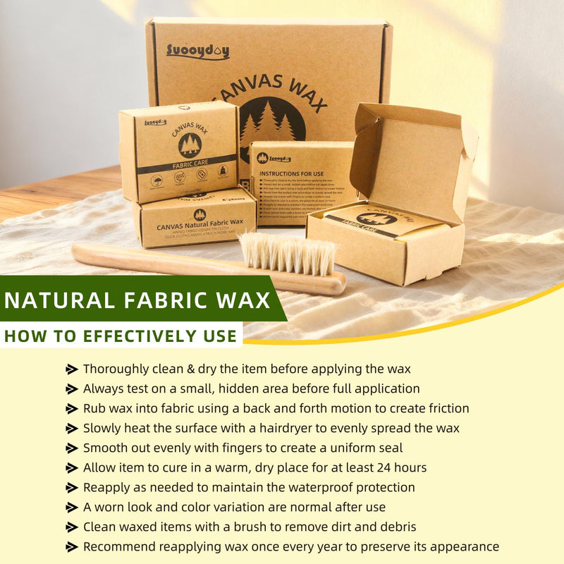 Fabric Canvas Wax Care Kit, 4 Pack - Total 8.4 oz Wax Bar With Leather Cleaning Brush, All-natural High-Efficiency Waterproof For Canvas, Shoes, Hats, Jackets, Bags, Clothing - BeesActive Australia