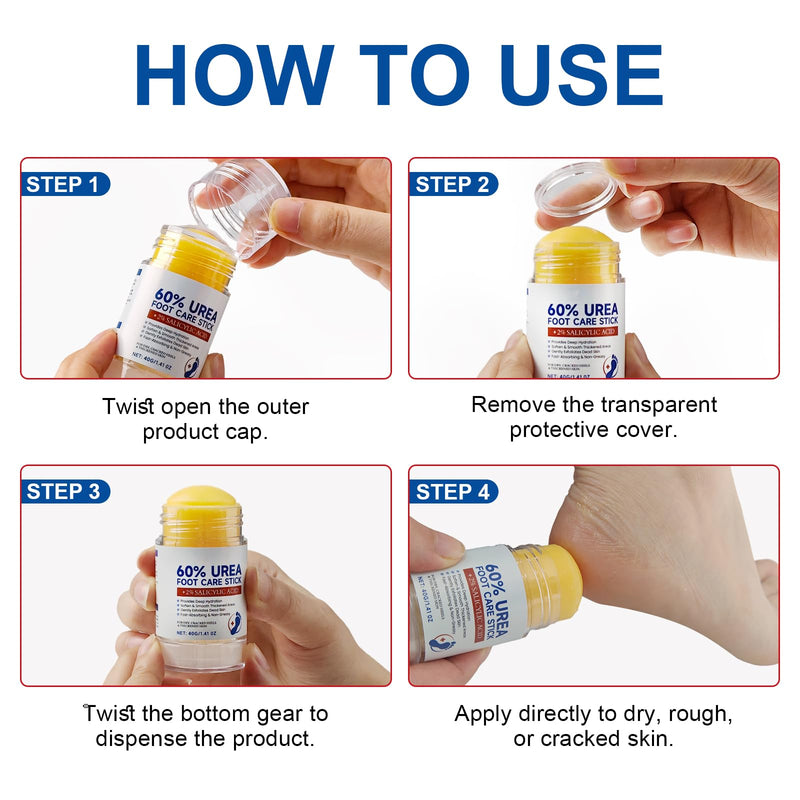 60% Urea with 2% Salicylic Acid Foot Care Stick, Maximum Strength Urea Foot Cream Callus Remover for Dry Cracked Heels, Hands, Knees, Exfoliating Moisturizer, Dead Skin Remover Foot Balm 1.41oz 1.41 Fl Oz (Pack of 1) - BeesActive Australia