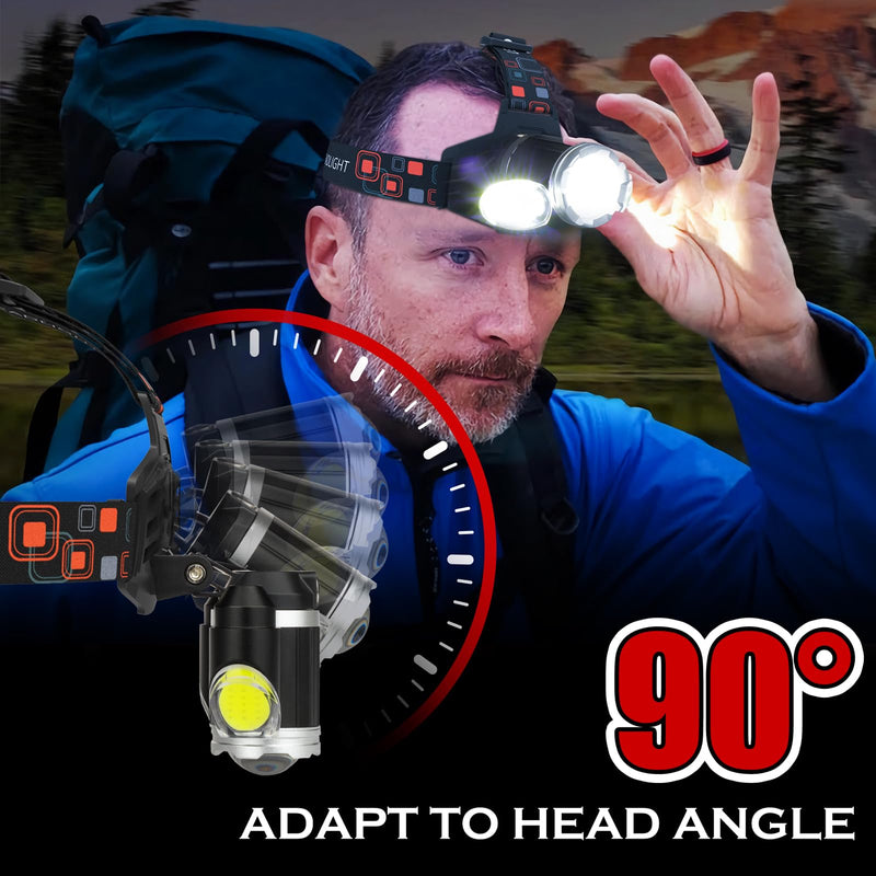 2 Pack Headlamp Rechargeable, 1500 High Lumen Head Lamp, Super Bright LED Head Light Camping Accessories with Red Light, 4 Modes USB Recharge Flashlight, Waterproof Headlight Camping Gear Black 2 Count (Pack of 1) - BeesActive Australia