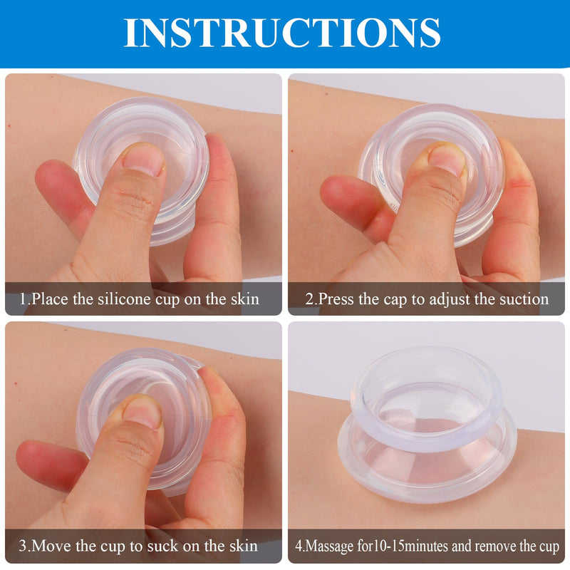 Silicone Cupping Therapy Sets, Cupping Kit for Massage Therapy,Anti Cellulite Cup, for Cellulite Reduction Joint Pain Muscle Pain Transparent White - BeesActive Australia