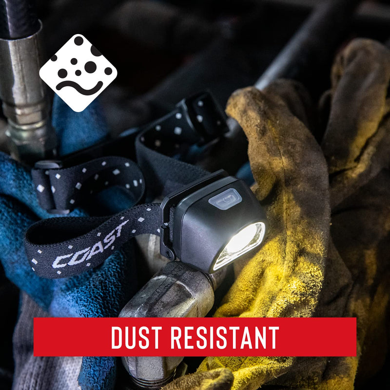 Coast FL1R 435 Lumen Dual Color (White/Red) Rechargeable LED Headlamp, Recharging Accessories Included