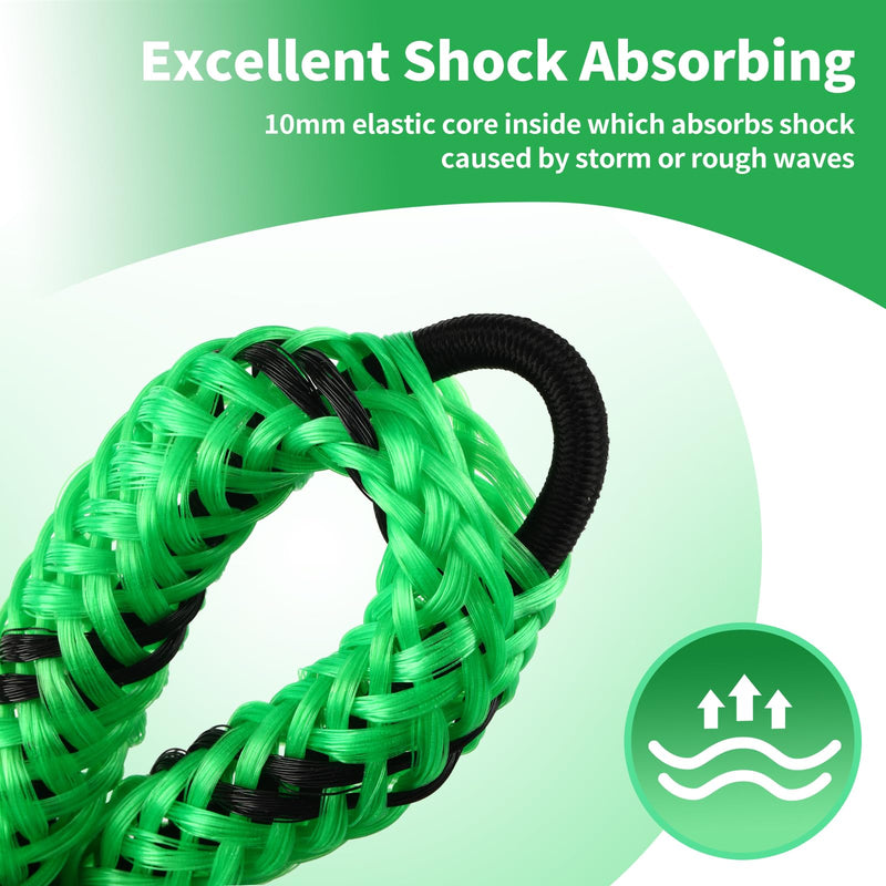 4 Pcs Boat Bungee Dock Lines, 4 Feet Mooring Rope for Docking Stretches to 6 Feet, Mooring Line Boat Accessories Docking Ropes PWC Dock Ties for Boats (Green and Black) Green and Black 4P - BeesActive Australia