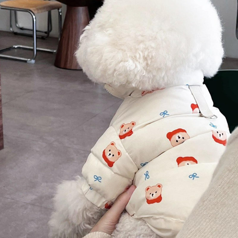 Extra Warm Dogs Jacket Cute with Leash Ring Windproof Puppy Winter Coats for Small Dogs (L (8.8-12lbs)) L (5.5-10lbs) - BeesActive Australia