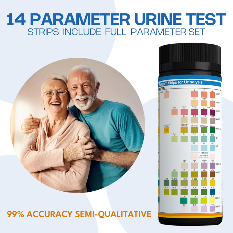 14 URS Test Strips – Easy Home Urinalysis Strips for Routine Health Tracking, Accurate & Simple to Use 120 Count (Pack of 1)