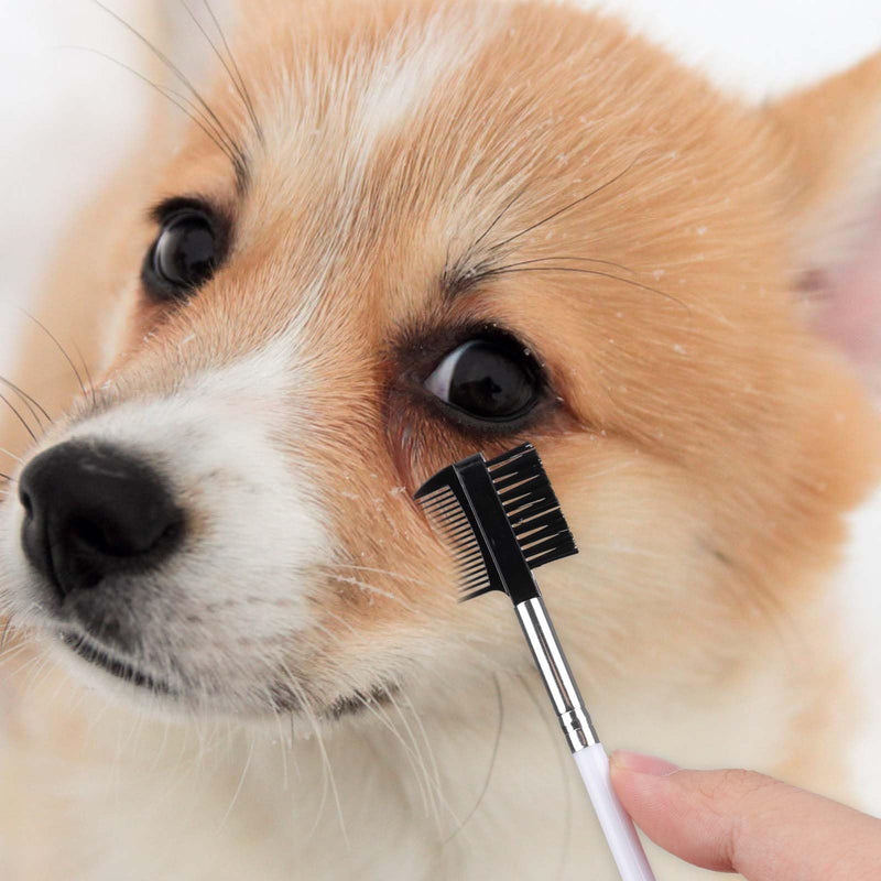 2pcs Double-Headed Dog Eye Comb, Soft Bristles Dog Eye Flea Cleaning Brush, Dog Eye Booger Tear Stain Gunk Remover Pet Facial Comb for Puppy Cat Grooming Tools (White) - BeesActive Australia