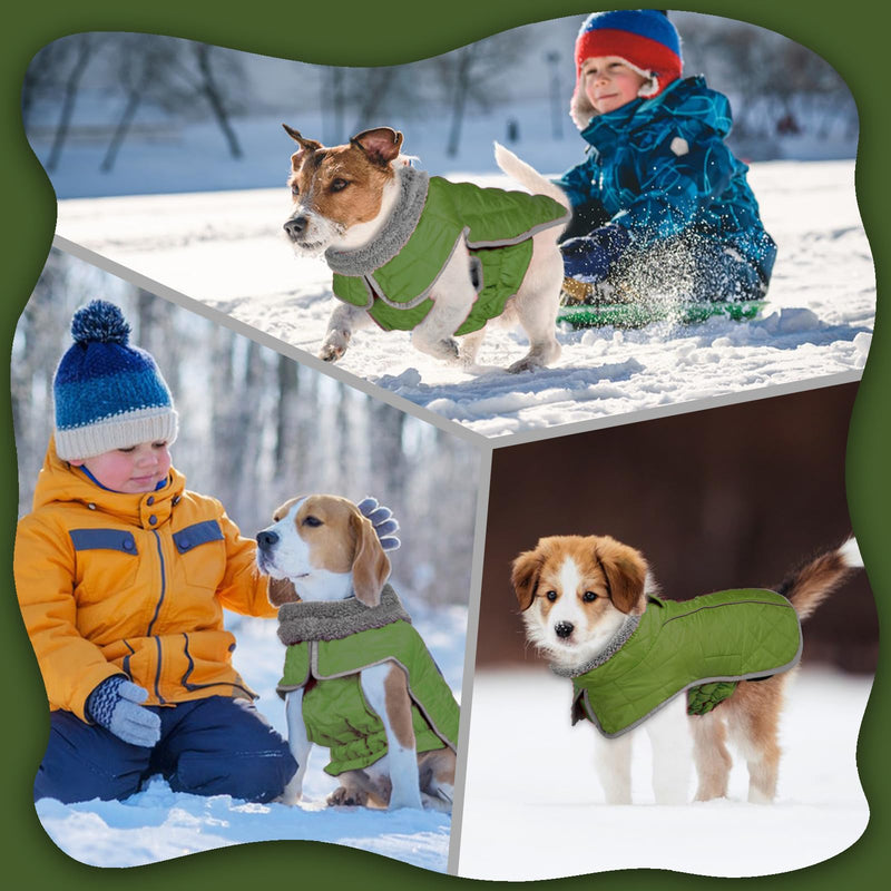 Fragralley Dog Coat, Waterproof Windproof Dog Winter Coat, Reflective Dog Cold Weather Coats with Harness Hole, Dog Warm Fleece Jacket Vest for Small Medium Large Puppy Clothes, Ideal Dog Gifts X-Large Olive - BeesActive Australia