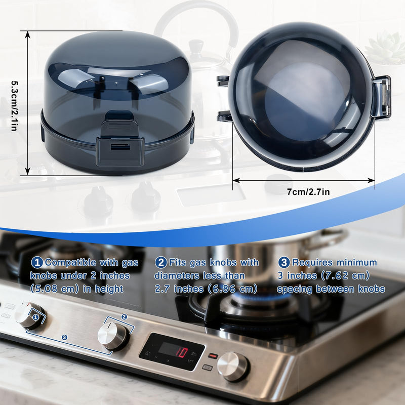 6-Pack Stove Knob Safety Covers - Gas Oven Knob Locks for Diameter Under 2.7 inch, Heat Resistant & Adhesive Base (Black) Black - BeesActive Australia