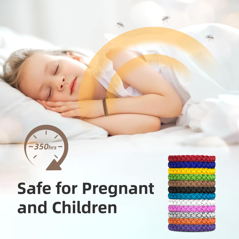 12 Pack Mosquito Repellent Bracelets, DEET-Free, Individually Wrapped PU Leather Insect & Bug Repellent Wrist Bands - BeesActive Australia