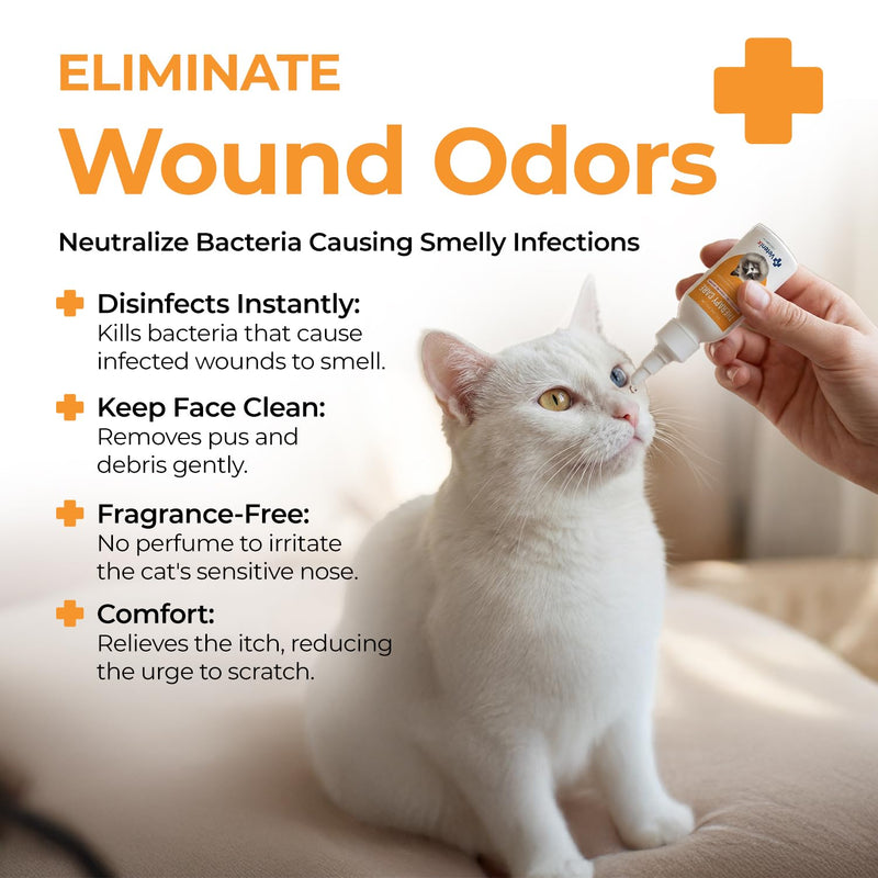 Feline Facial Therapy Solution Healing Aid & Skin Repair for Cat Acne, Eye & Ear Irritations, Chin Sores, Redness & Allergies | Gentle Non-Toxic HOCl Drops | 3.38 fl oz