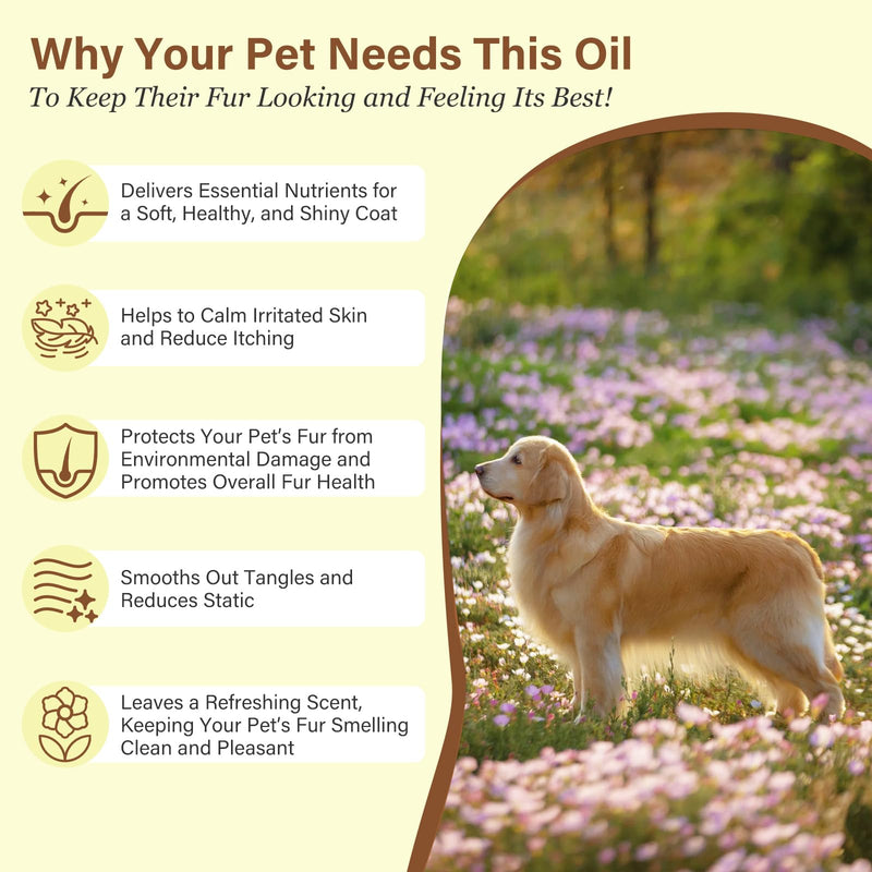 Pet Fur Care Oil - Detangles, Reduces Shedding - Adds Shine with Collagen & Natural Oils - Leave-in Conditioner for Dogs & Cats - 1.01 fl. oz - BeesActive Australia