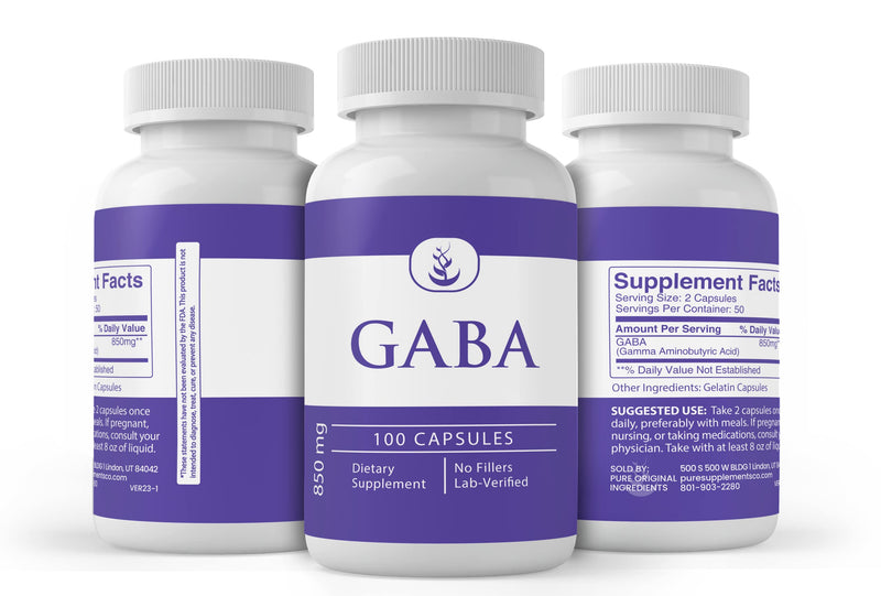 Pure Original Ingredients GABA, (100 Capsules) Always Pure, No Additives or Fillers, Lab Verified (Pack of 2) 100 Count (Pack of 2)
