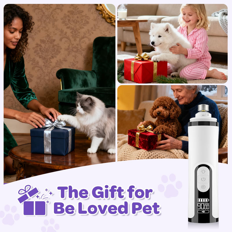 Pet Nail Grinder Quiet Professional Cats Cordless Clippers Cat Claw Care Cat Grooming Clippers Cat Grooming Supplies with Charging Cable Easy to Hold Safety Guard for Small Dogs Cats White