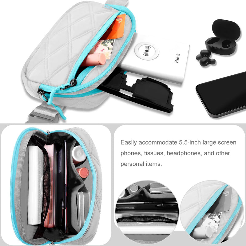 ZINZ Fanny Packs Waist Belt Bags for Travel and Daily Use, Crossbody Bum Hip Bag for Women and Men,Gray Blue Gray Blue