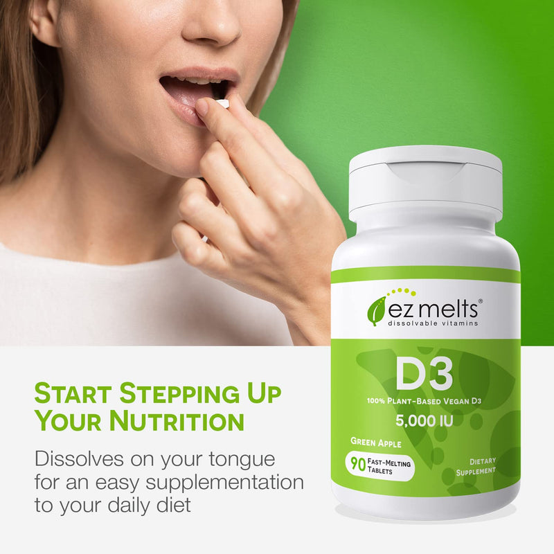 EZ Melts Dissolvable Vitamin D3 5,000 IU, Sugar-Free, 3-Month Supply 90 Count (Pack of 1) - BeesActive Australia