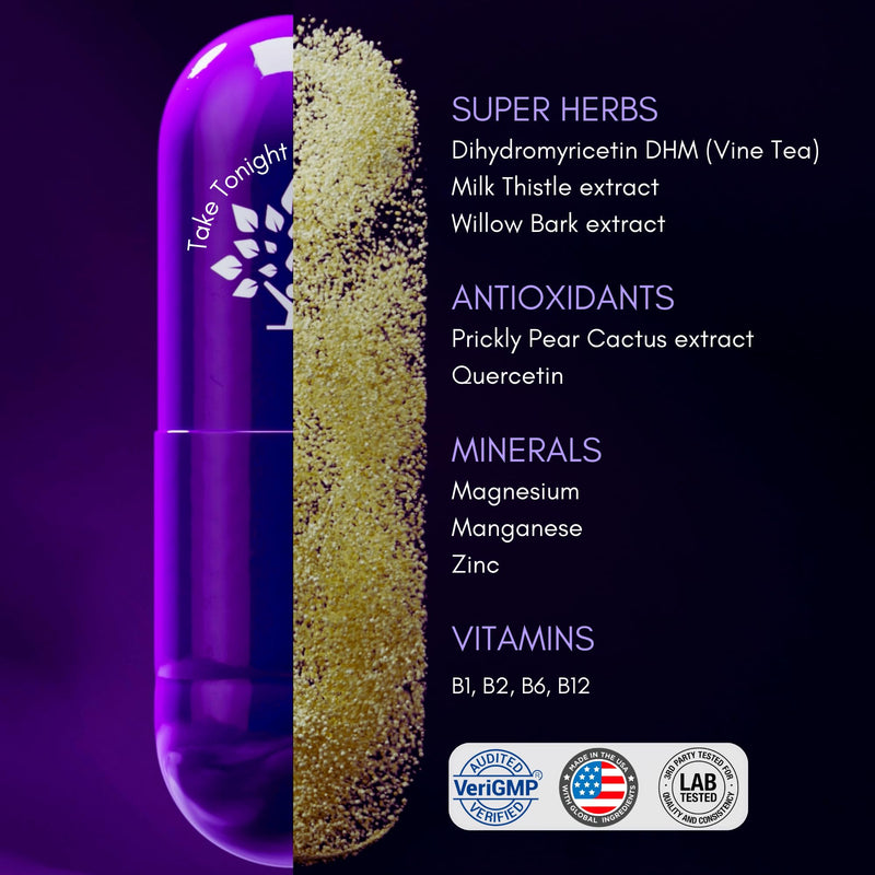 purple tree Post-Celebration Wellness Vitamins | Liver Support, Rapid Hydration, Body Replenisher | Dihydromyricetin DHM, Milk Thistle, Electrolytes, Vitamin B, Willow Bark, Quercetin (30 Pills) 30 Count (Pack of 1) - BeesActive Australia