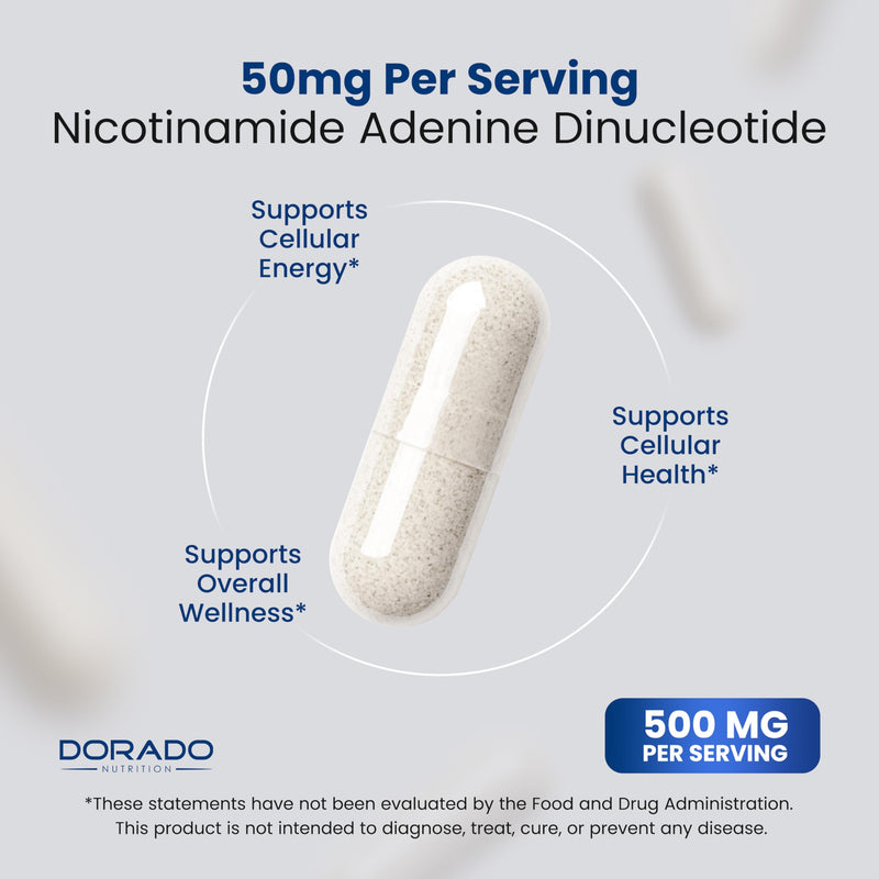 NAD Supplement (500mg of 95% Pure NAD+ Per Serving) NMN Supplement, NAD Nicotinamide Riboside Support (Third Party Tested, Vegan Safe, Non-GMO, No Fillers, & Made in the USA - 30 Vegan Capsules) 30 Count (Pack of 1)