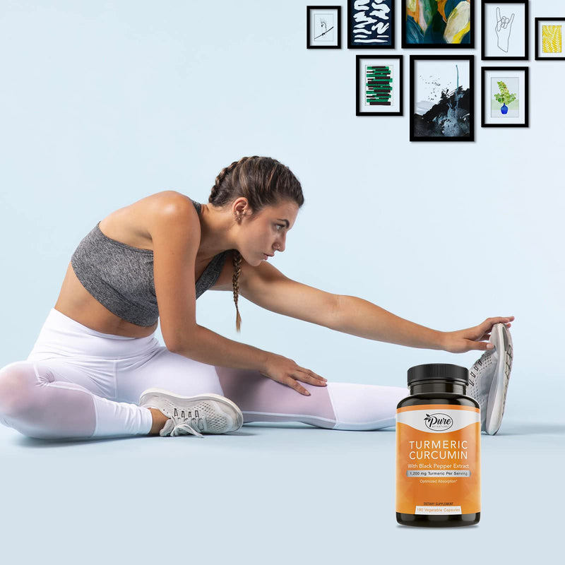 Pure By Nature Turmeric Curcumin with Black Pepper Extract 10 mg Capsules, 1200 mg per Serving, Organic, High Absorption Antioxidant Support (180 Count) - BeesActive Australia
