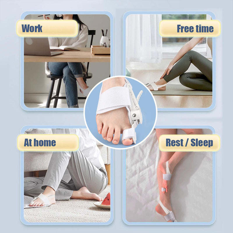 Bunion Corrector for Women & Men - Adjustable Nighttime Big Toe Straightener Bunions Splint with ABS Support for Hallux Valgus Relief Hammer Toe Brace Sleeping Home Use Left/Right Feet - 1PC Grey