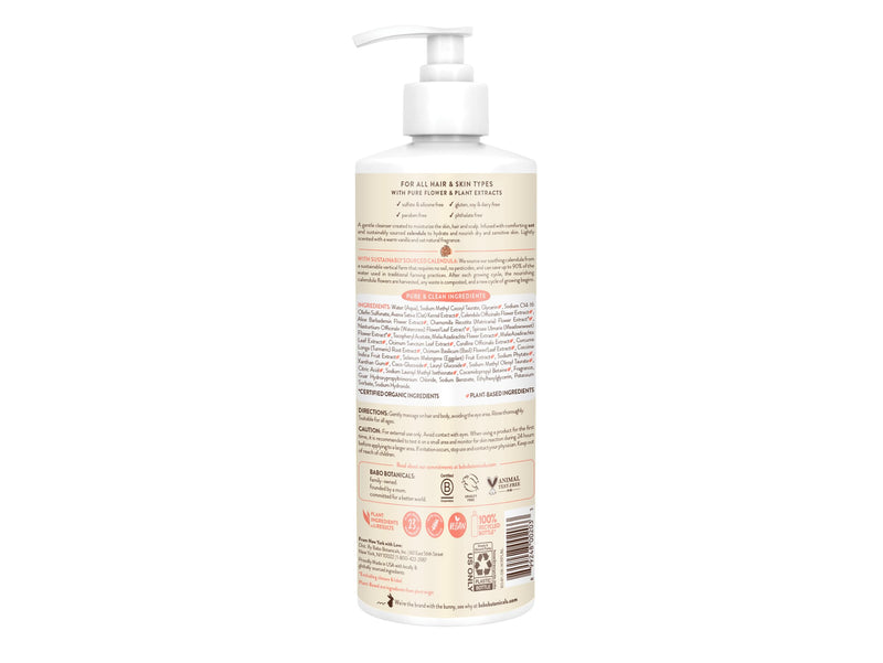 BABO Botanicals Moisturizing Oat & Calendula 2-in-1 Shampoo & Wash - for Dry or Sensitive Skin - for All Ages - Lightly Scented - Vegan - Various Sizes 16 Fl Oz (Pack of 1) Pack of 1 - BeesActive Australia