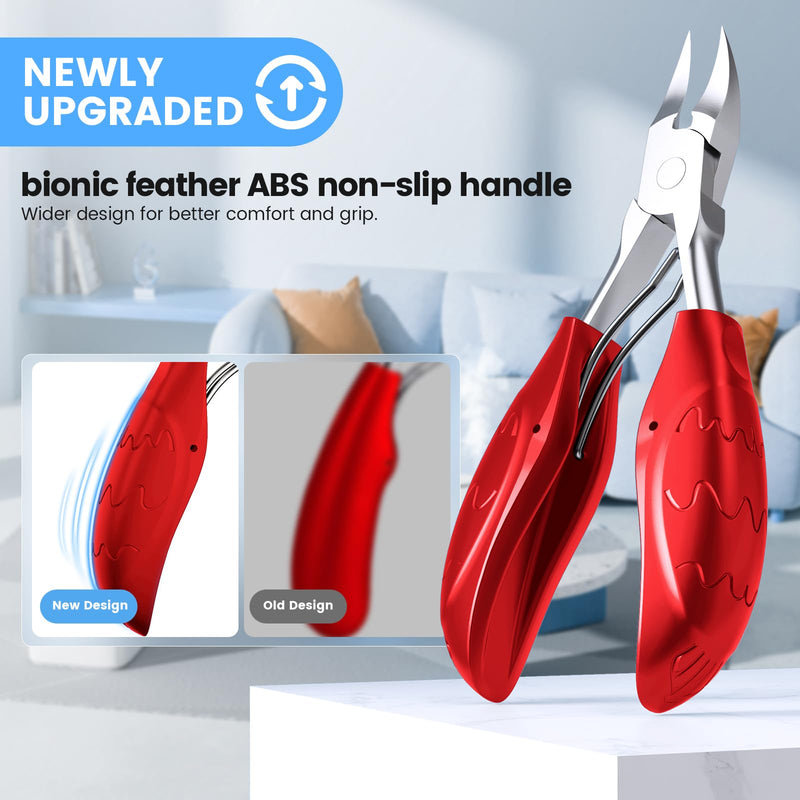 Toenail Clippers for Seniors Thick Ingrown Toenails, Toe Nail Clippers Set for Men Women, Heavy Duty Fingernail Clippers-Professional Pedicure Tools for Feet,Stainless Steel Manicure and Pedicure Kit Red 7PCS Nail Clippers Set